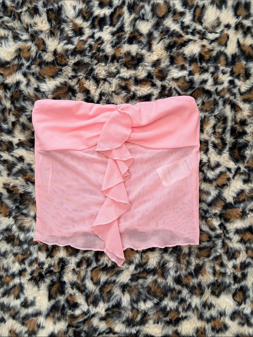 Pink Ruffle Strapless Women's Tube Top